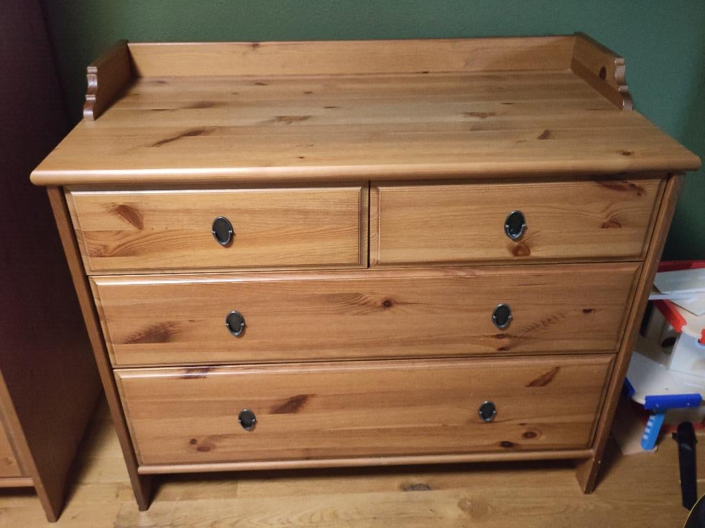 Houten ladekast/commode leksvik ikea, Ophalen, Gebruikt, 50 tot 100 cm, 3 of 4 laden