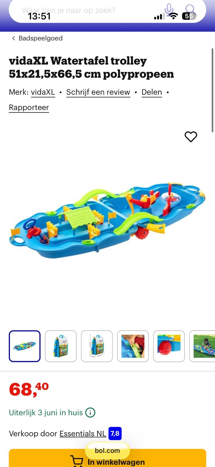 Waterbaan in koffer, Ophalen, Gebruikt