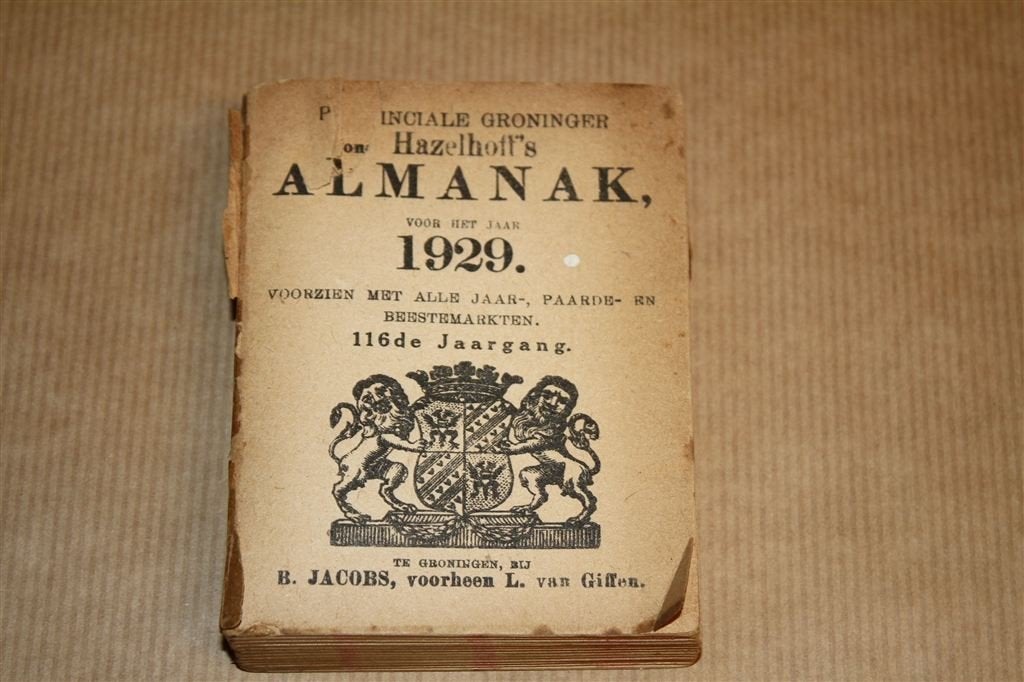 Provinciale Groninger hazelhoff\'s Almanak - 1929 !!, Boeken, Ophalen of Verzenden, Gelezen