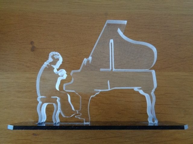 2x plexiglas G sleutel en/of Pianist aan vleugel, Ophalen of Verzenden