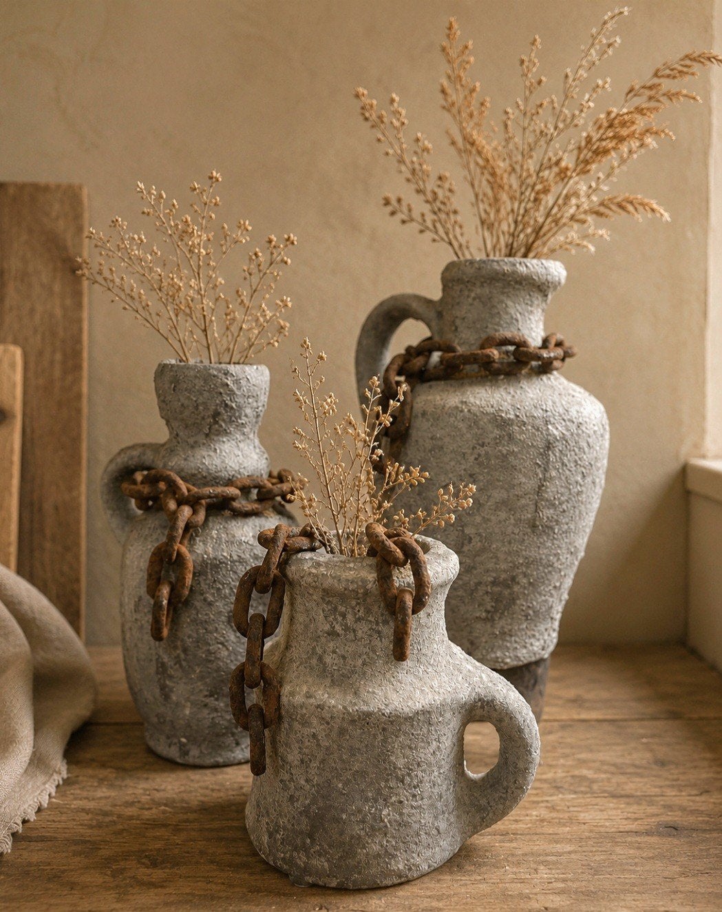 3 mooie robuuste sobere aardewerk/stenen kruiken met oude ke, Huis en Inrichting, Woonaccessoires | Vazen, 23 cm, Ophalen of Verzenden