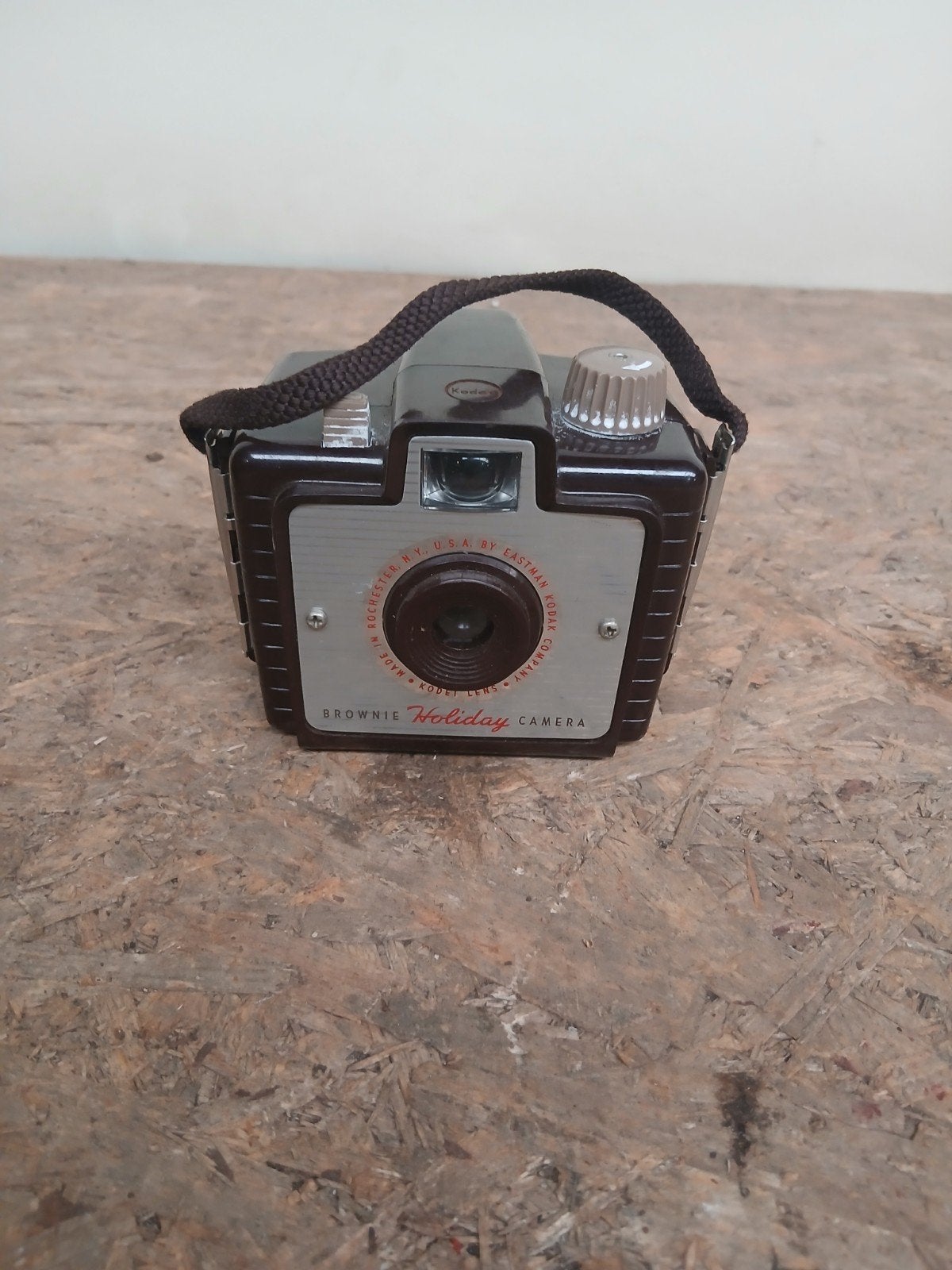 Vintage Kodak Brownie Holiday Camera met leren tas, Gebruikt, Compact, Ophalen of Verzenden, Eastman Kodak Company