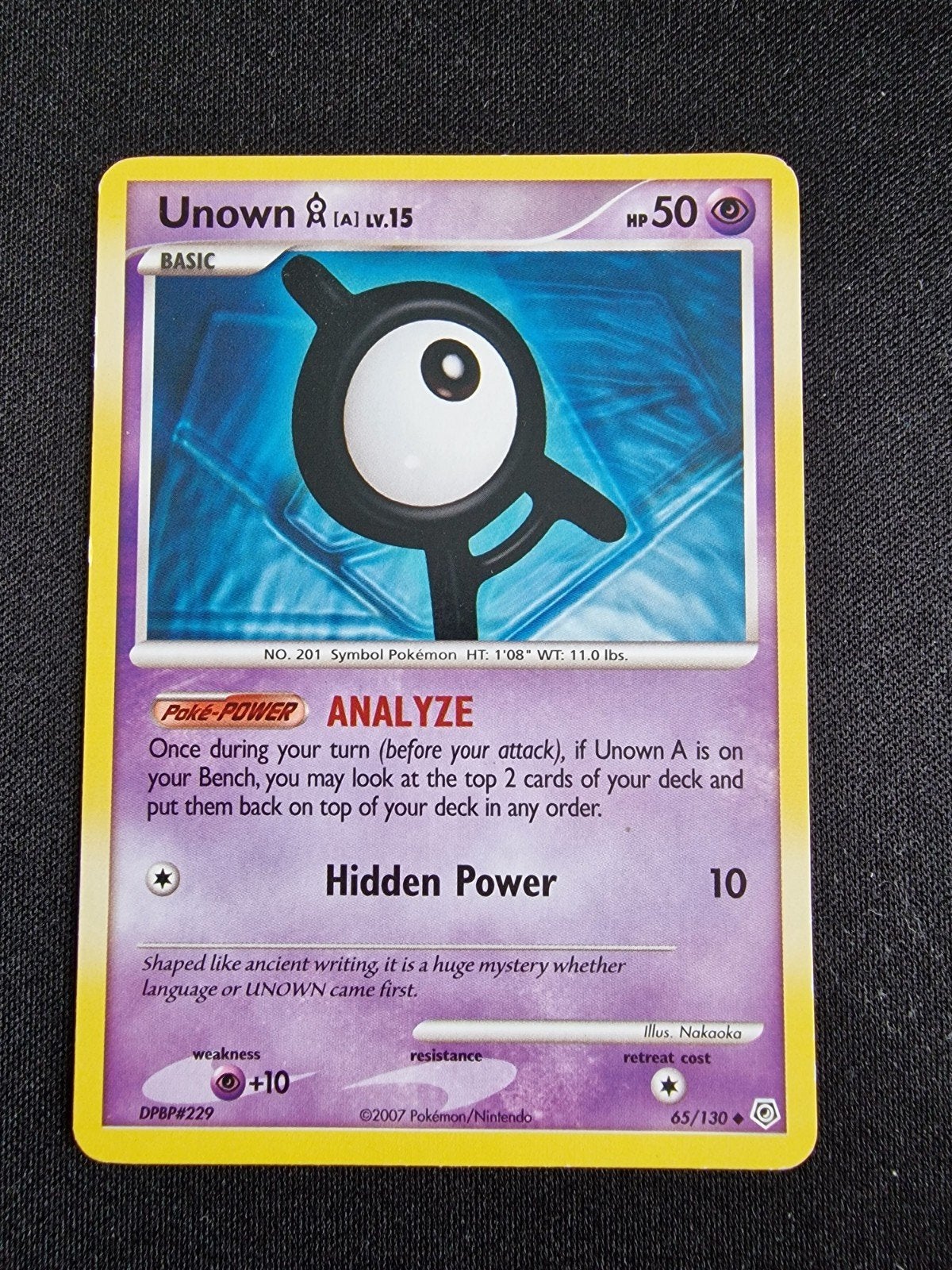 Unown Pokemon Kaart A LV.15 DPBP#229 Goede Staat, Verzenden, Gebruikt, Losse kaart
