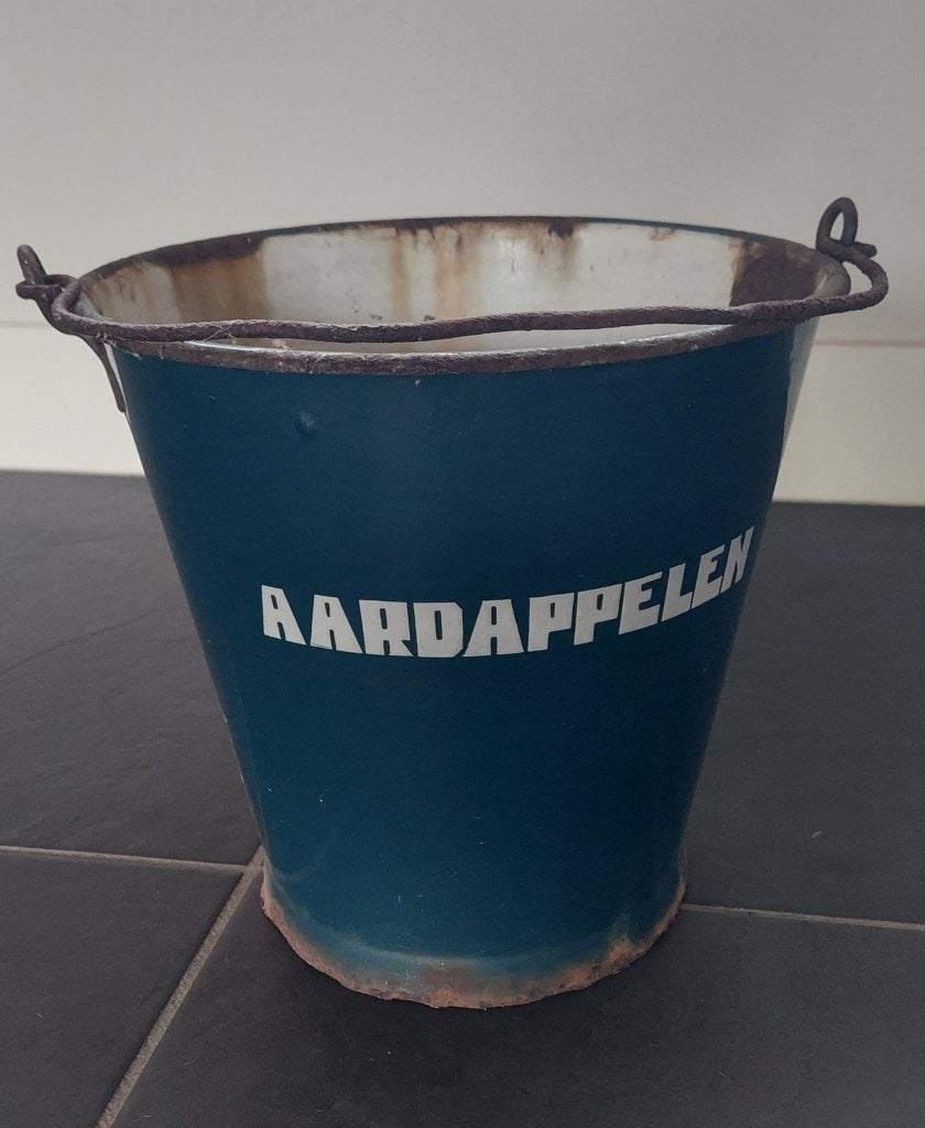 Emaille aardappel emmer petrol - staat gebruikt, Ophalen of Verzenden