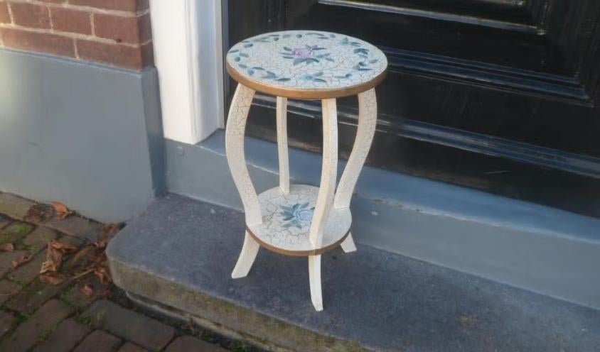 Vintage houten TAFELTJE bijzettafel plantentafel 42,5 hoog, Ophalen of Verzenden, Gebruikt