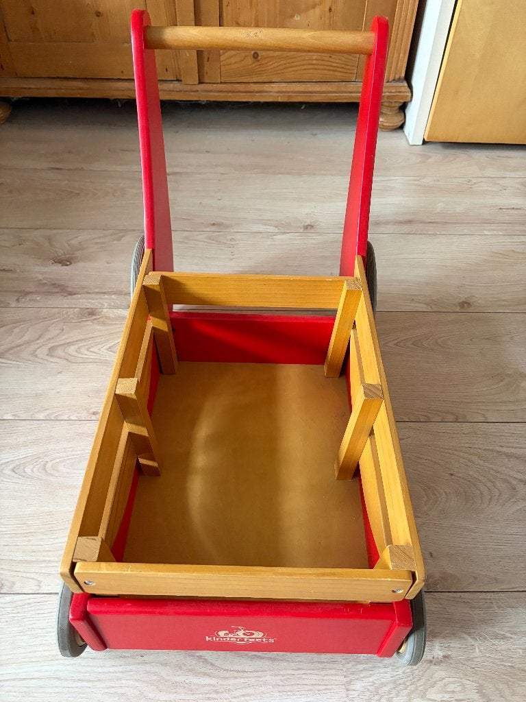 Kinderfeets loopwagen hout rood, Ophalen, Zo goed als nieuw, Loopvoertuig