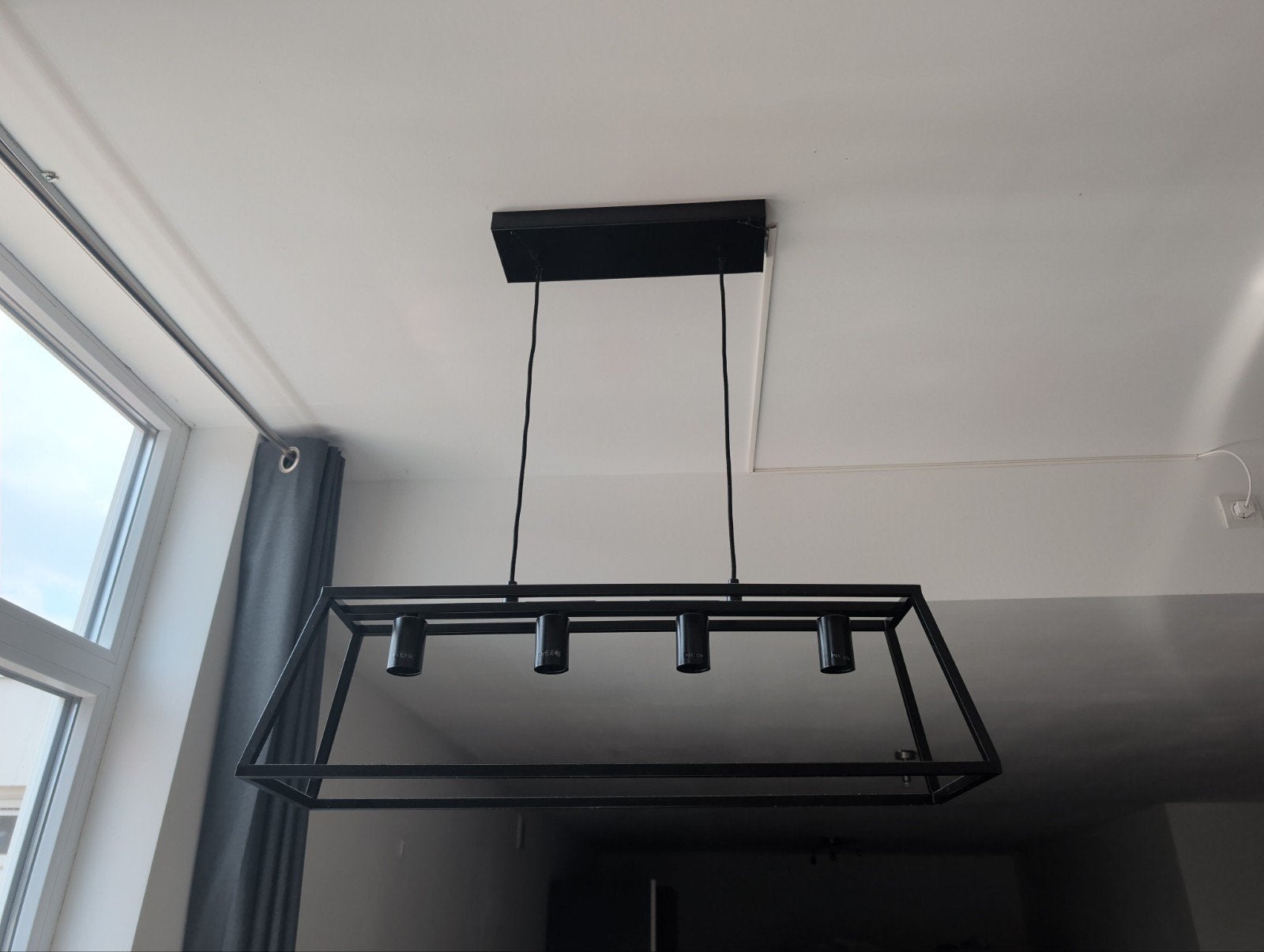 Moderne Zwarte Hanglamp - Industrieel Design, Ophalen, Industrieel, Modern, E27 (groot), Zo goed als nieuw