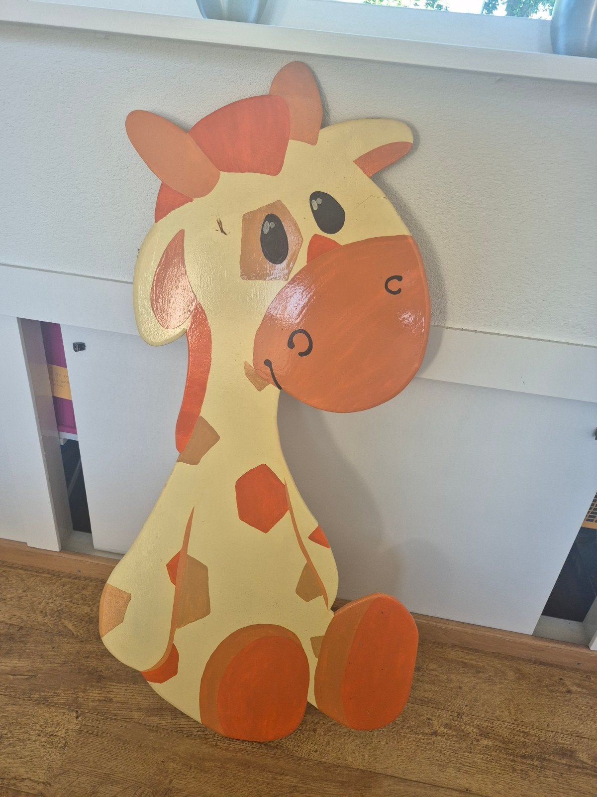 houten giraffe decoratie voor kinderkamer of geboortebord, Ophalen, Gebruikt
