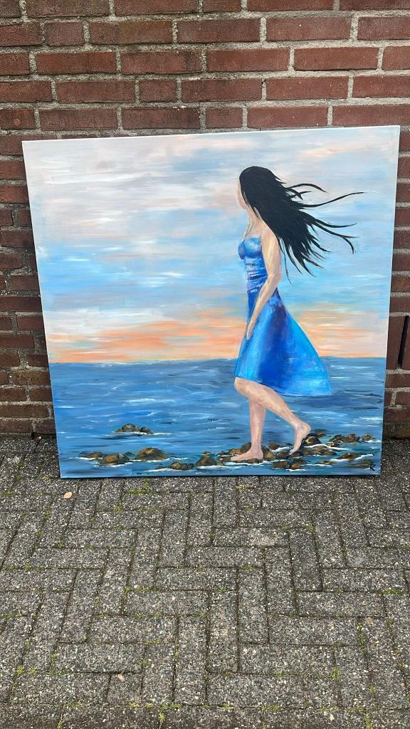 Groot Schilderij – Vrouw aan Zee, Ophalen