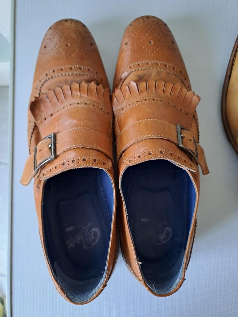 Greve Heren gespschoenen, bruin leer, maat 7,5, Kleding | Heren, Schoenen, Ophalen of Verzenden, Gespschoenen, Gedragen, Onbekend