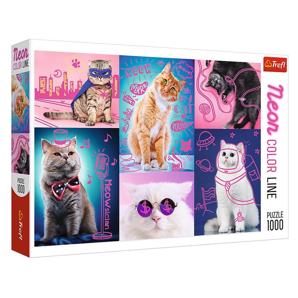 Trefl: Neon: Cats 1000 stukjes, Ophalen of Verzenden, 500 t/m 1500 stukjes, Nieuw, Legpuzzel