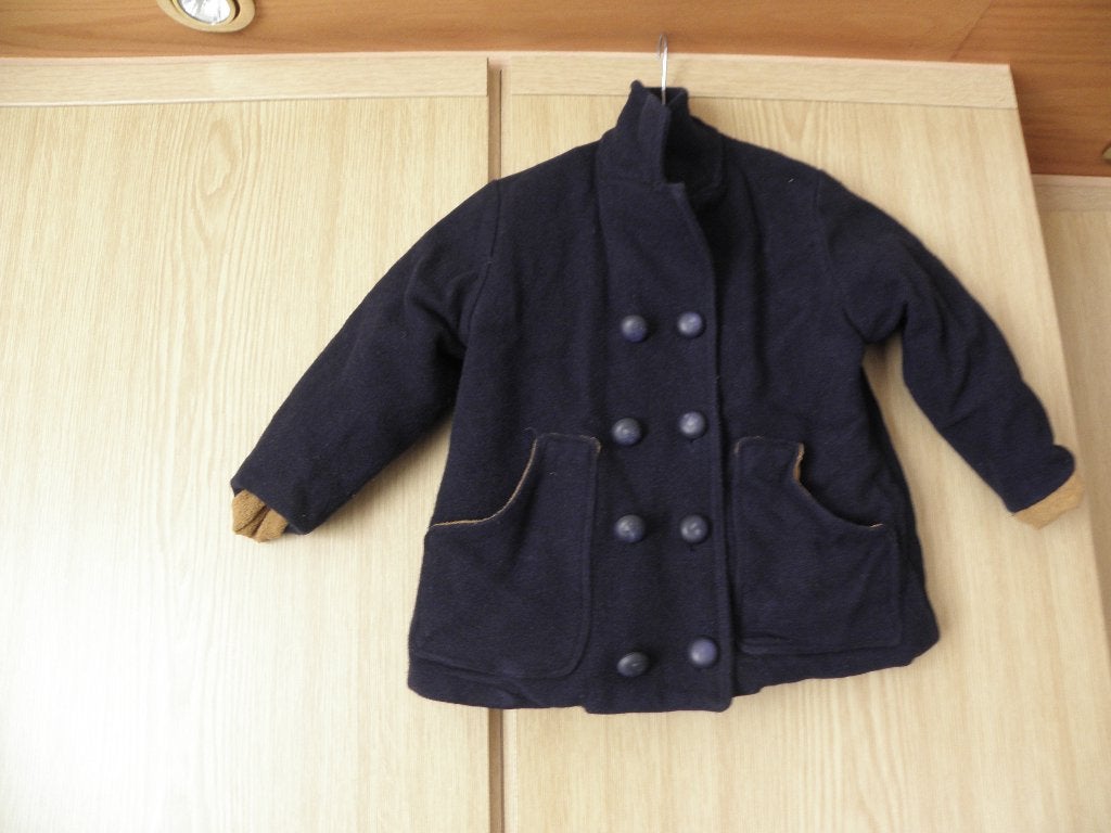 Goedkope blauw wollen gevoerde jas fleece voering 98 prima, Gebruikt, Handgemaakt, Ophalen of Verzenden, Jongen