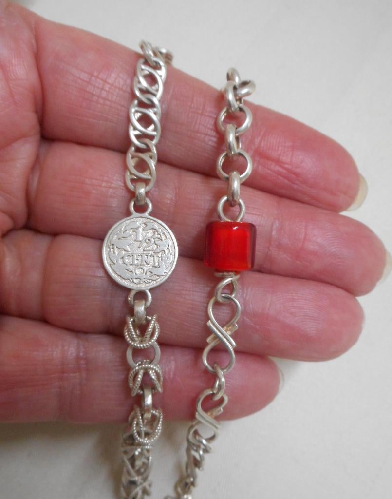 Zilveren  traditionele Surinaamse Ala Kondre ketting nr.155, Verzenden, Zo goed als nieuw, Zilver, Zilver