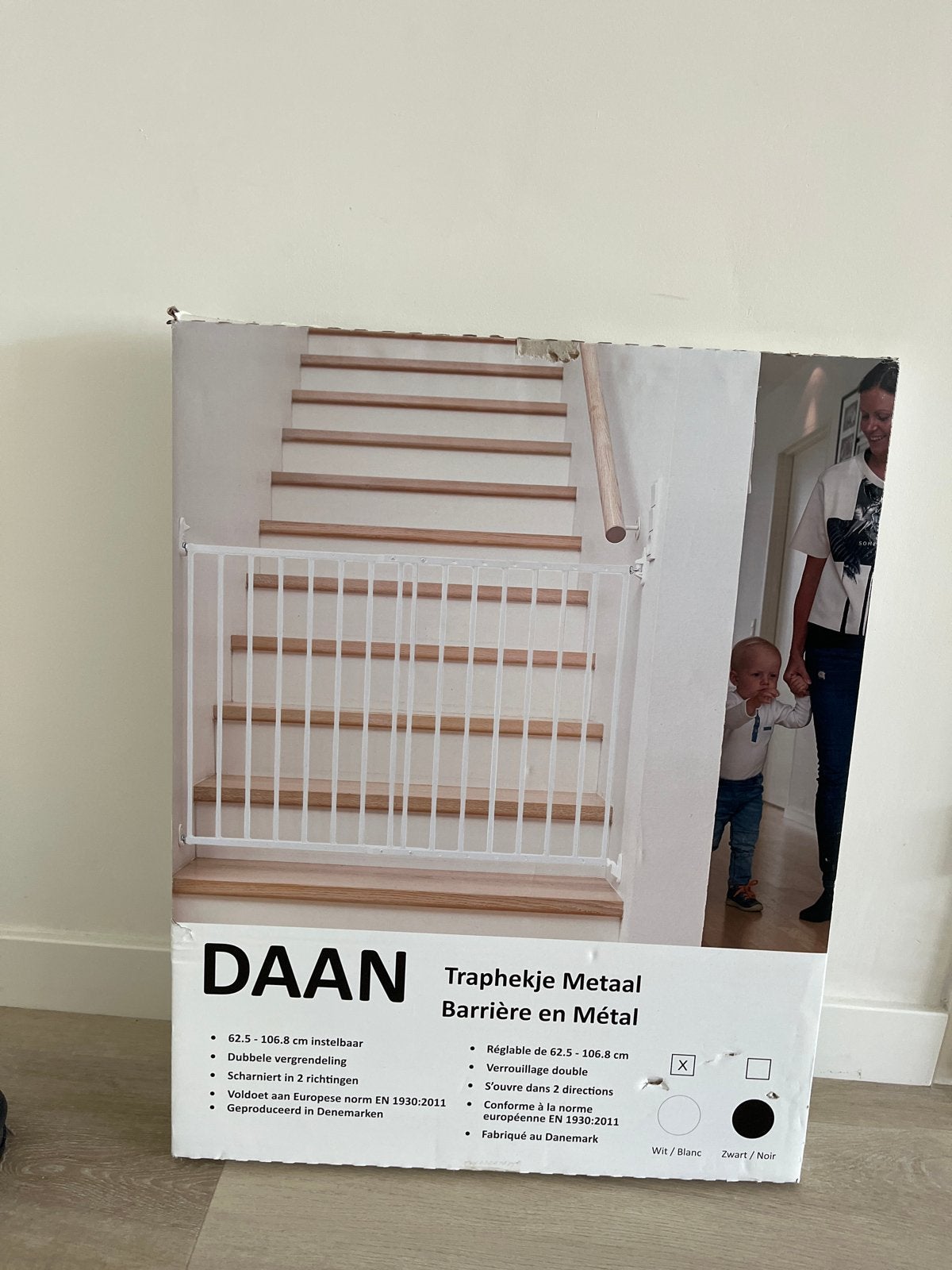 Daan Traphekje Metaal - Wit, 62.5-106.8 cm instelbaar, Kinderen en Baby's, Traphekjes, Ophalen, Nieuw, 100 tot 115 cm, Klemhekje