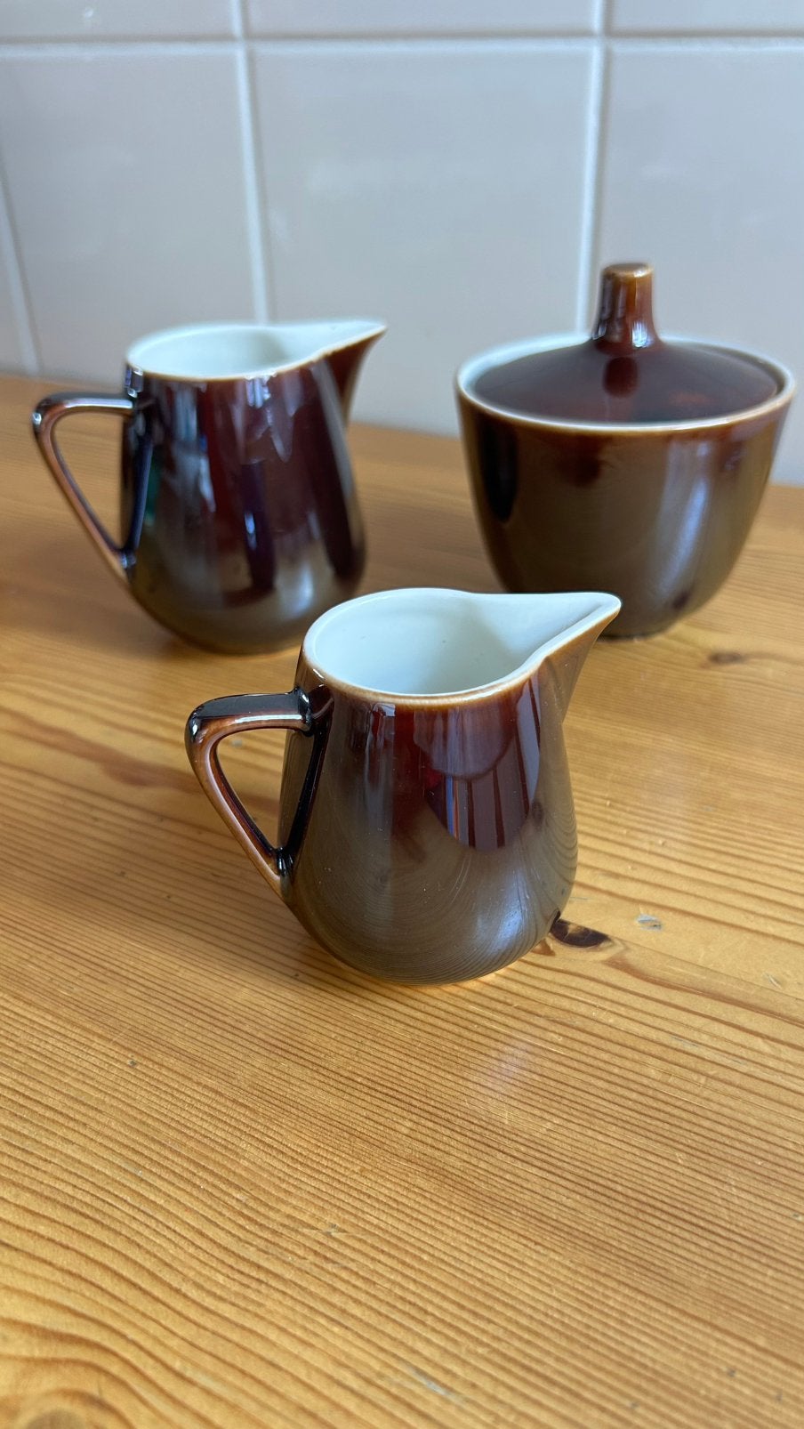 Villeroy & Boch roomstel bruin wit jaren ‘70, Antiek en Kunst, Ophalen of Verzenden