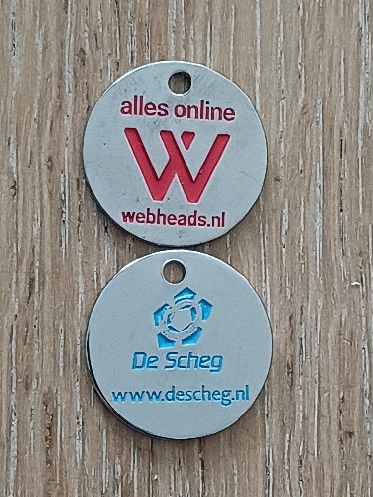 1 winkelwagenmuntje De Scheg webheads winkelwagenmunt, Ophalen of Verzenden