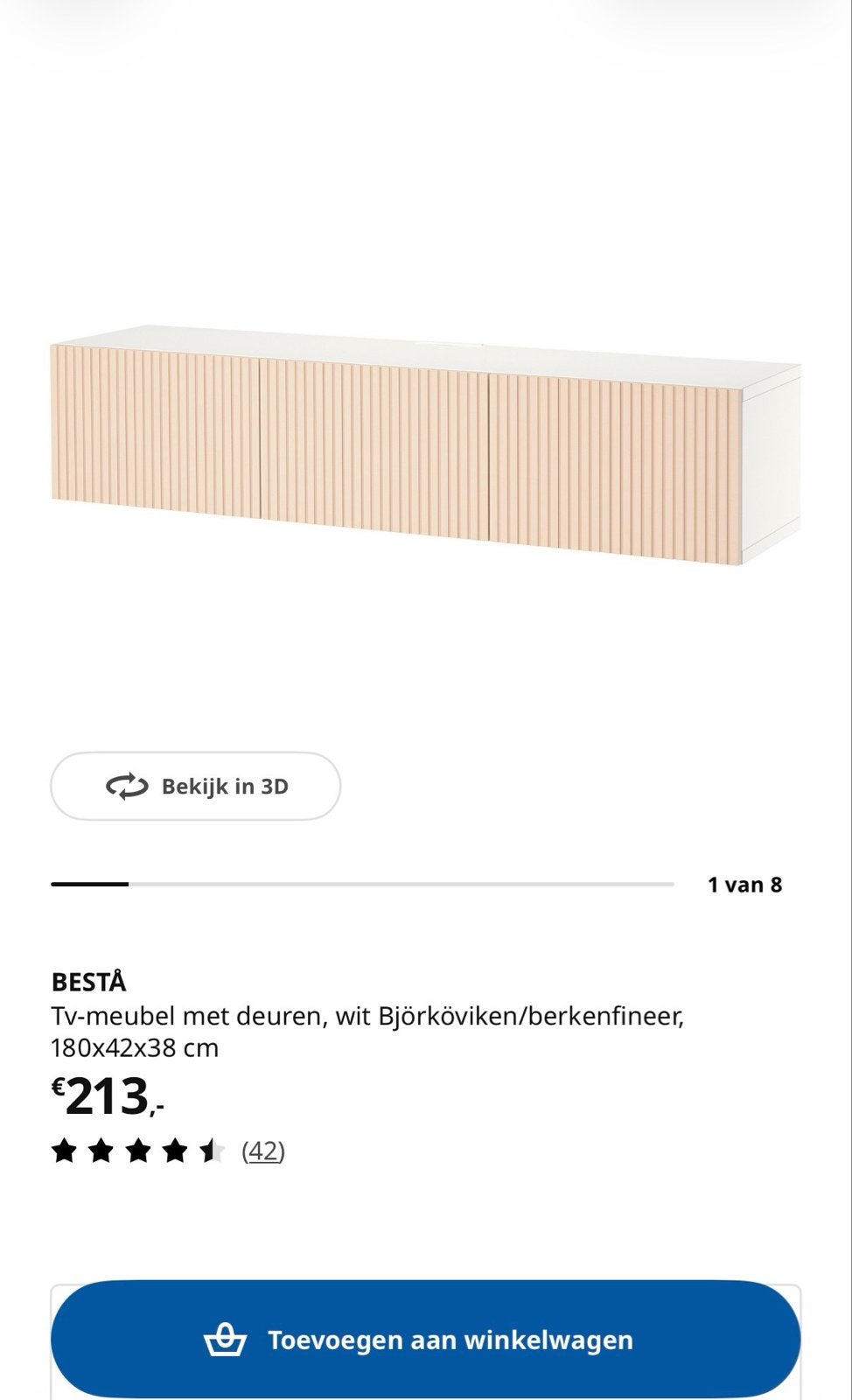 Foto 3 van IKEA BESTÅ TV-meubel met deuren, wit Björköviken/berkenfinee