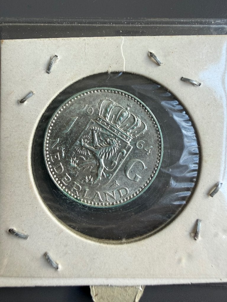 1 gulden 1964, Postzegels en Munten, 1 gulden, Koningin Juliana, Zilver, Ophalen of Verzenden