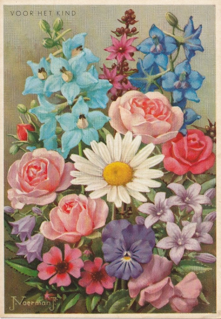 BLOEMEN TEKN J VOERMAN JAREN 60 MOOIE OUDE KAART KN961, Verzamelen, Ansichtkaarten | Themakaarten, Ophalen of Verzenden, 1960 tot 1980