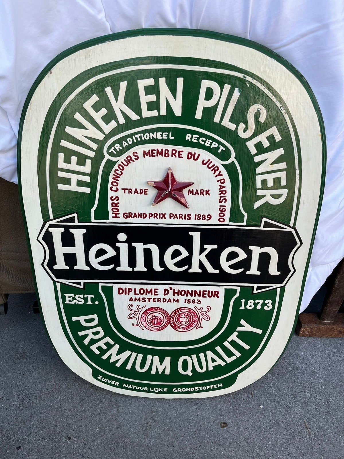 Uniek Houten Heineken Reclamebord, Ophalen of Verzenden, Gebruikt, Reclamebord