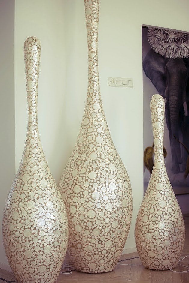 3 parelmoer schelp vloerlamp -en, Ophalen, Zo goed als nieuw, Kunststof, 150 tot 200 cm