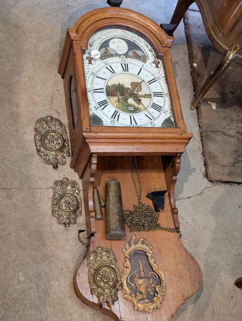 Antieke kort staat klok 100 cm zonder knoppen €275., Antiek en Kunst, Antiek | Klokken, Ophalen