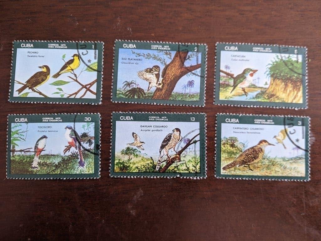 CUBA 1978; set (6) VOGELS, Verzenden, Gestempeld, Dier of Natuur