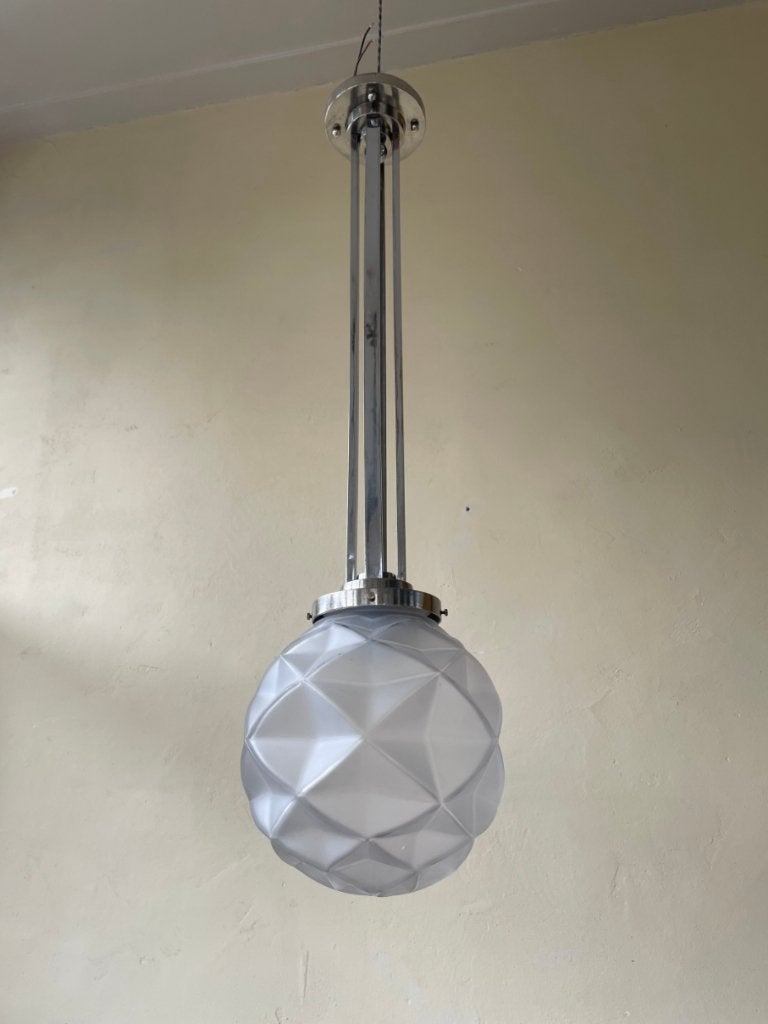 Lamp Hanglamp Bol Art Deco 1930 Frans, Antiek en Kunst, Antiek | Lampen, Ophalen of Verzenden