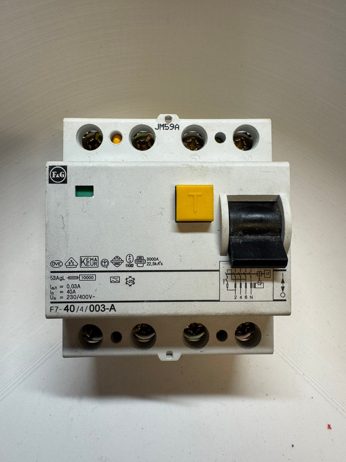 F&G aardlekschakelaar 40A 30mA type A, Ophalen of Verzenden, Gebruikt, Aardlekschakelaar