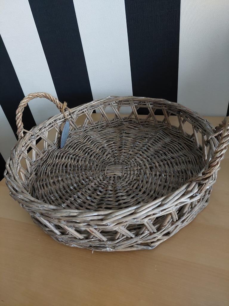 Dienblad,  mand, Huis en Inrichting, Woonaccessoires | Schalen en Manden, Ophalen, Rond, Riet