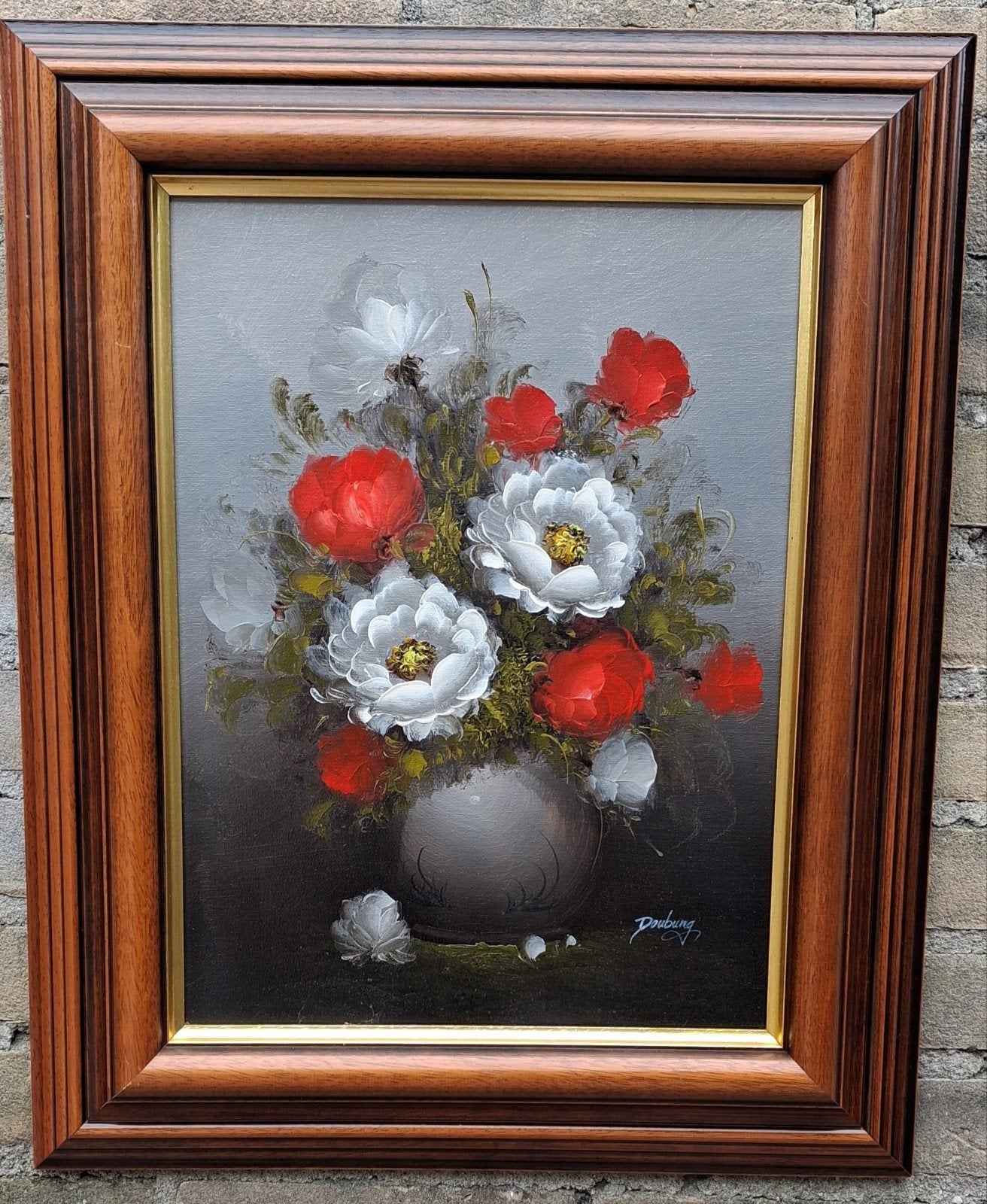 Stilleven.  Sign.  Olie/doek.  44/54 cm., Overige stijlen, Doek, Gesigneerd, Olieverf