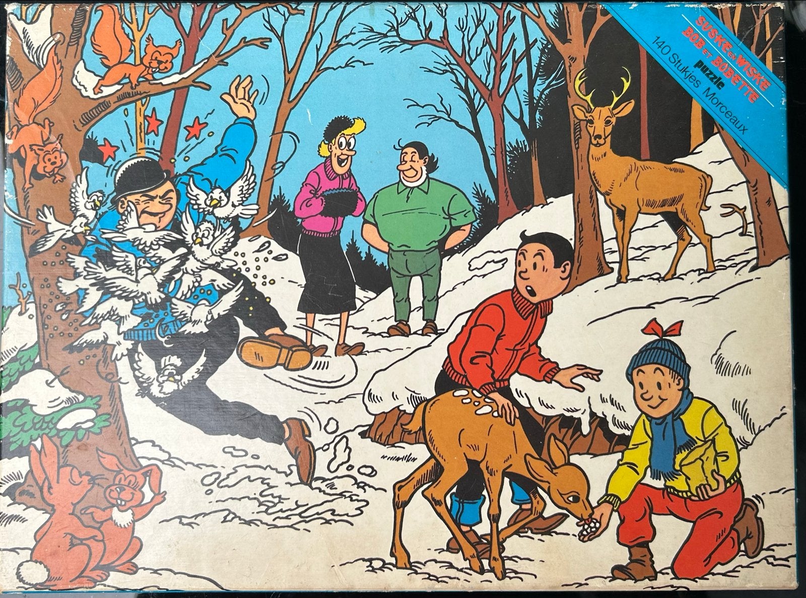 Suske en Wiske Puzzel Flamenco - Winter in het bos (140 stuk, Hobby en Vrije tijd, Denksport en Puzzels, Ophalen of Verzenden