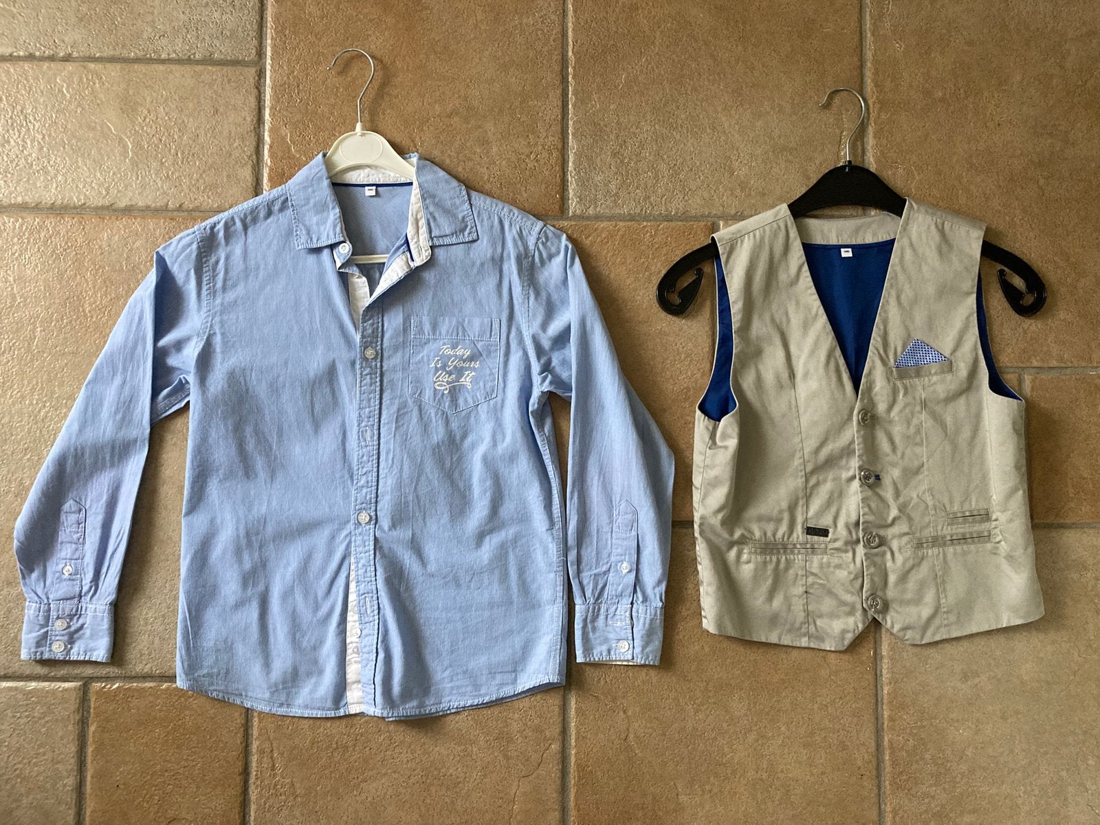 Overhemd en gilet maat 146 van C en A, Kinderen en Baby's, Ophalen of Verzenden, Zo goed als nieuw, Jongen, Overhemd of Blouse