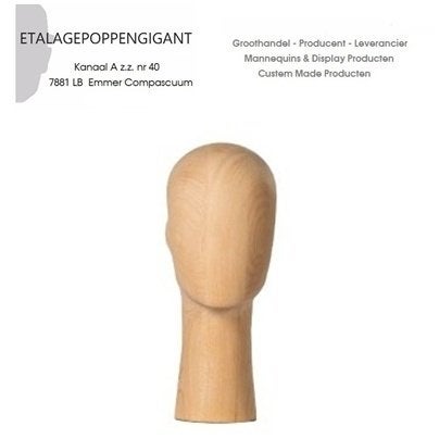 Houten Presentatie Hoofden - Nieuw Model - EPG, Ophalen of Verzenden, Nieuw, One size fits all, ETALAGEPOPPENGIGANT.NL