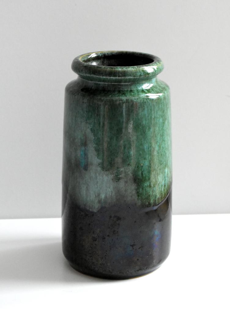 Vintage Scheurich West Germany vaas, groen-zwart 201-18, Antiek en Kunst, Ophalen of Verzenden