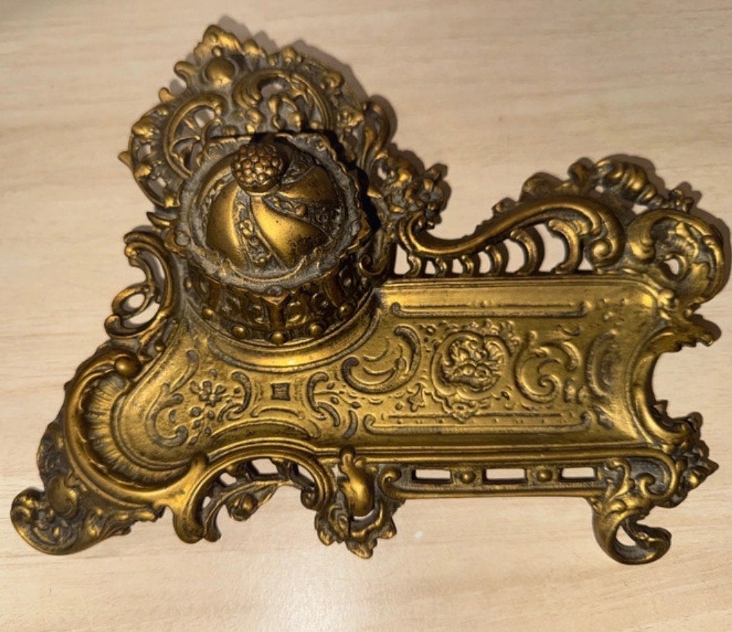 Antiek Frans inktstel van messing, Antiek en Kunst, Ophalen of Verzenden