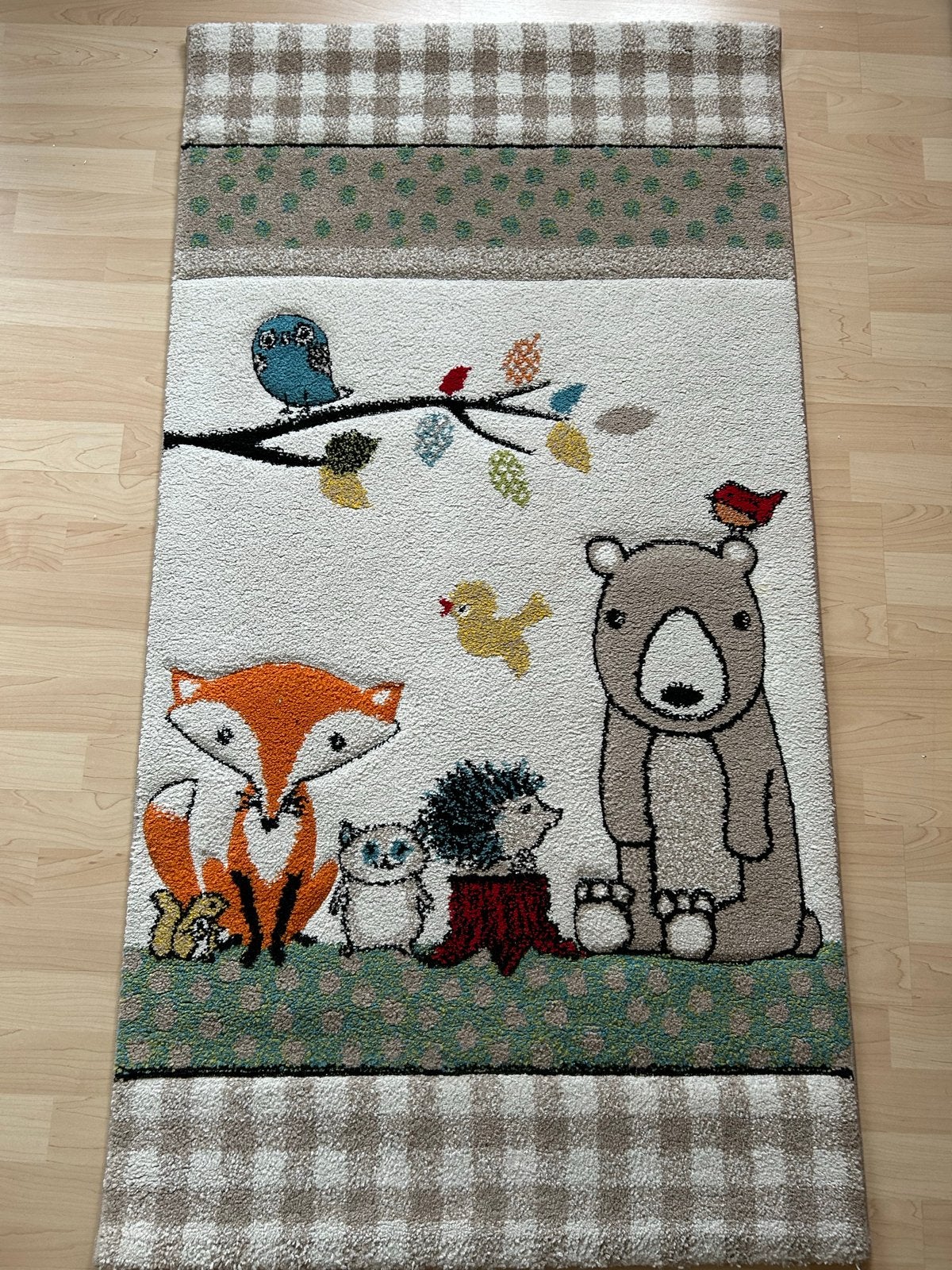 Vrolijk Merinos Diamond vloerkleed voor babykamer, Gebruikt, 100 tot 150 cm, Beige, Rechthoekig