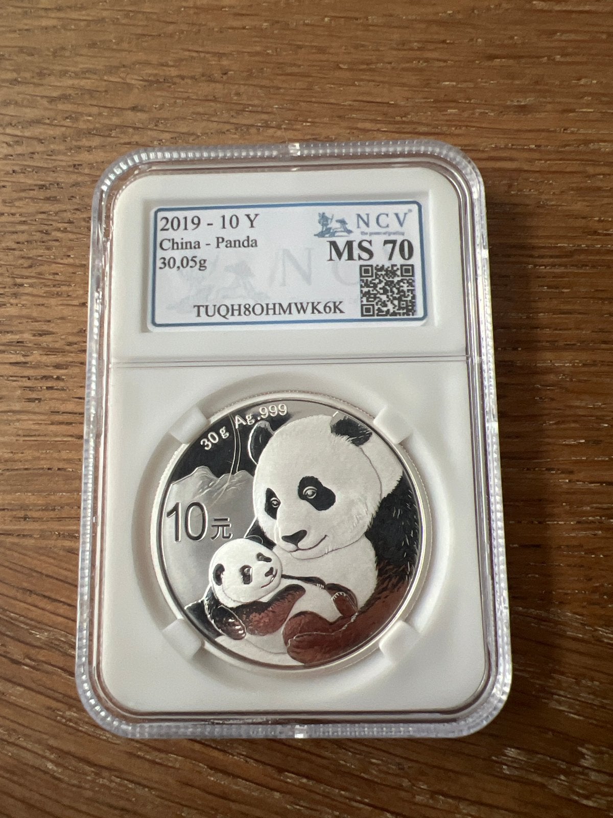 2019 China Panda Zilveren Munt 30g NCV MS 70, Ophalen of Verzenden, Oost-Azië, Losse munt, Zilver