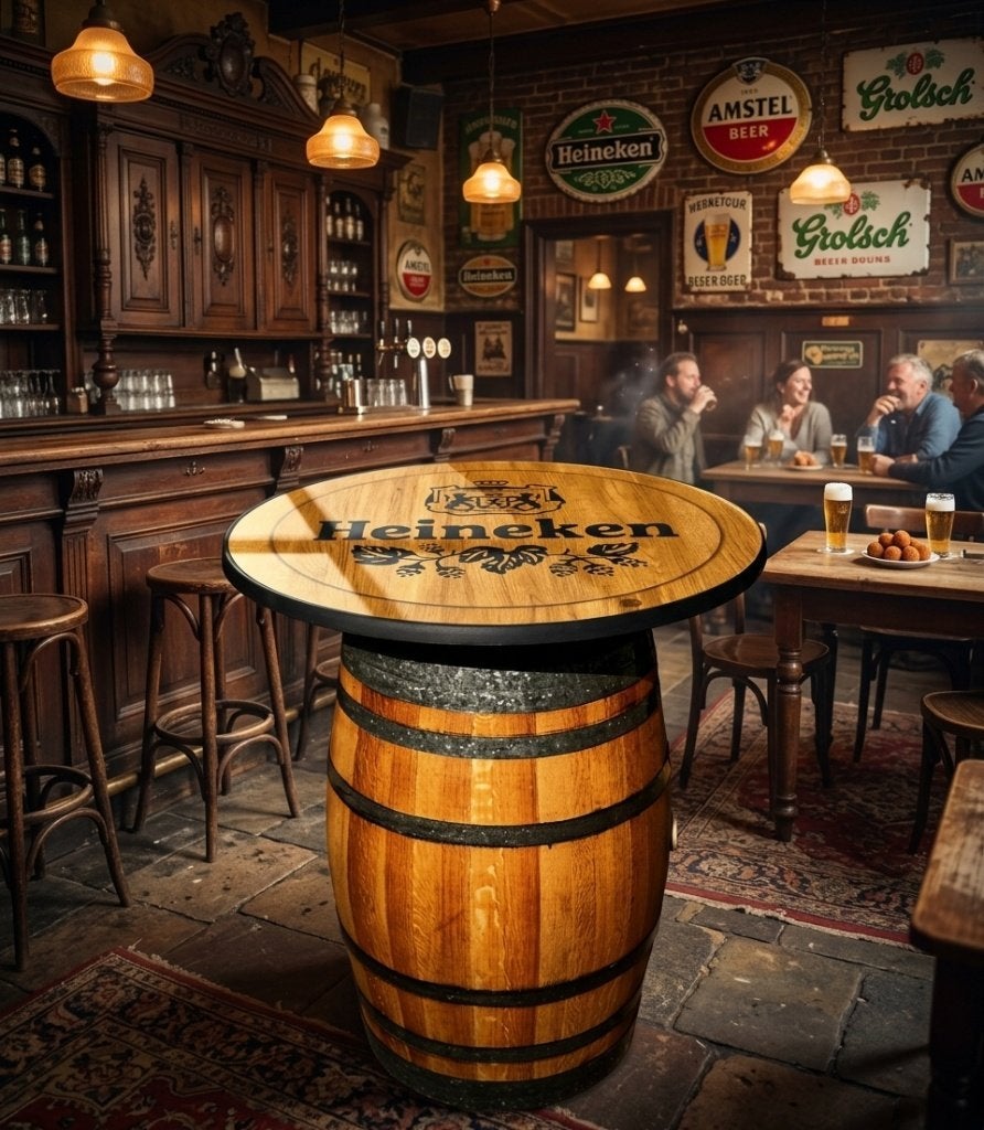 Heineken statafel van wijnvat ''4 seizoenen blad'', Ophalen, Nieuw