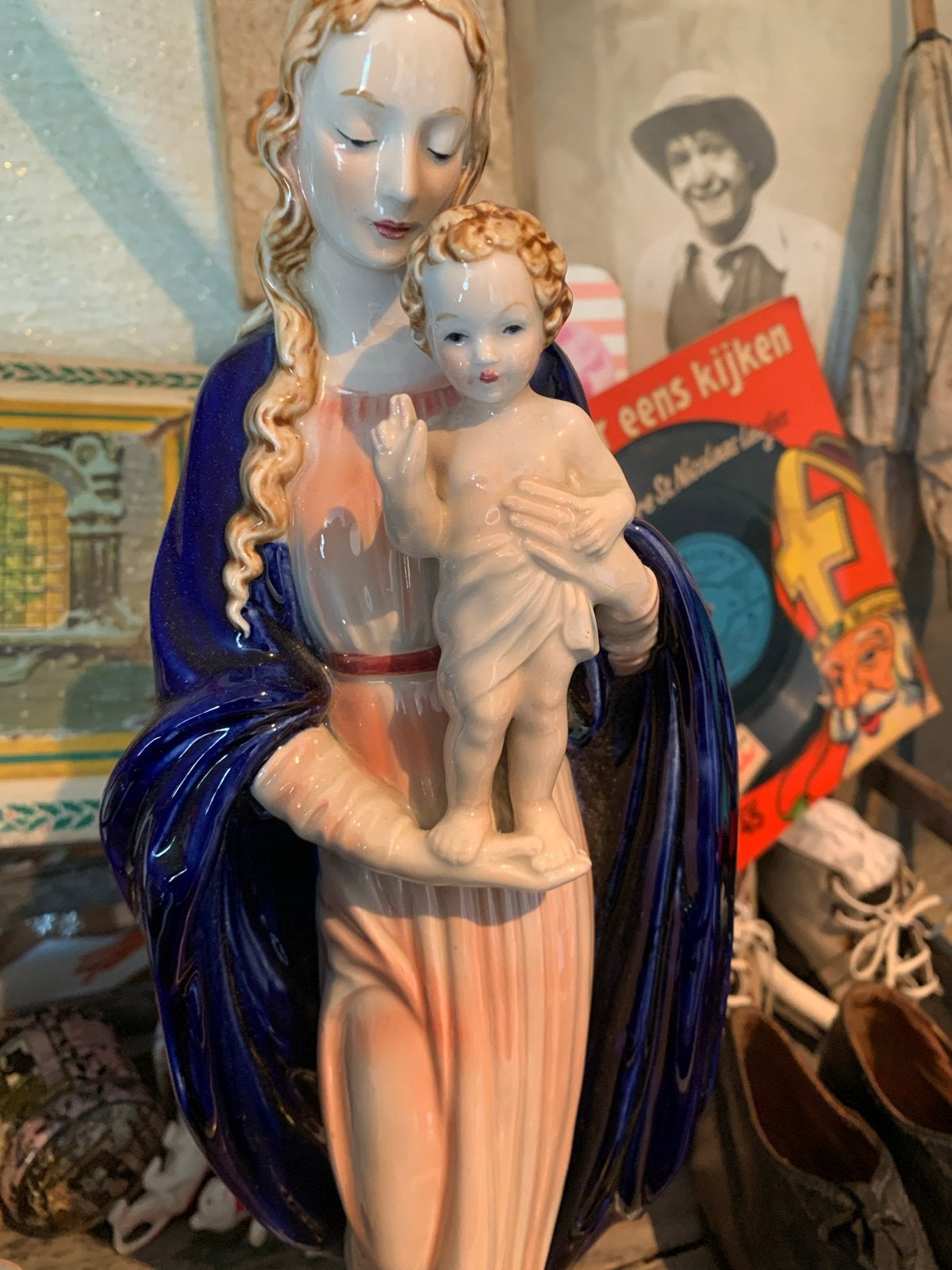 Antieke Goebel Maria met kindje Jezus beeld - HM 80, Ophalen of Verzenden