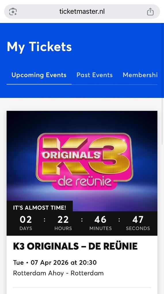 2x K3 Originals Tickets 7 april  20:30, Tickets en Kaartjes, Evenementen en Festivals, Twee personen