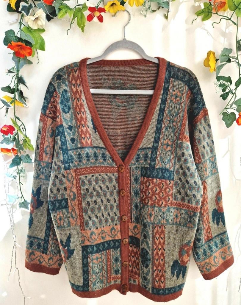 Uniek oud cozy cottagecore kleurrijk gebreid vest, Kleding | Dames, Ophalen of Verzenden, Zo goed als nieuw, Maat 46/48 (XL) of groter