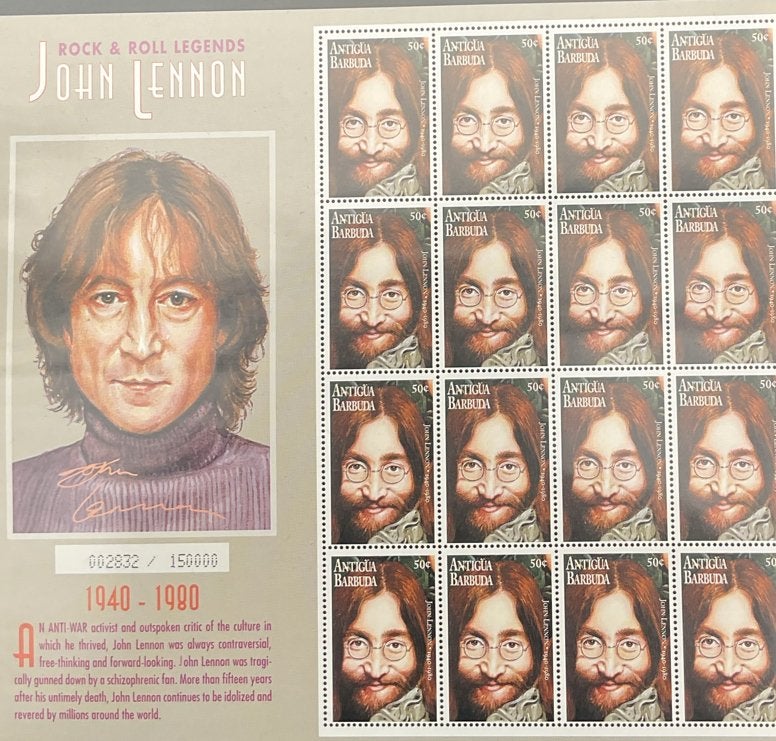 John Lennon Postzegels - Rock & Roll Legends Antigua, Postzegels en Munten, Verzenden, Postfris, Overige thema's