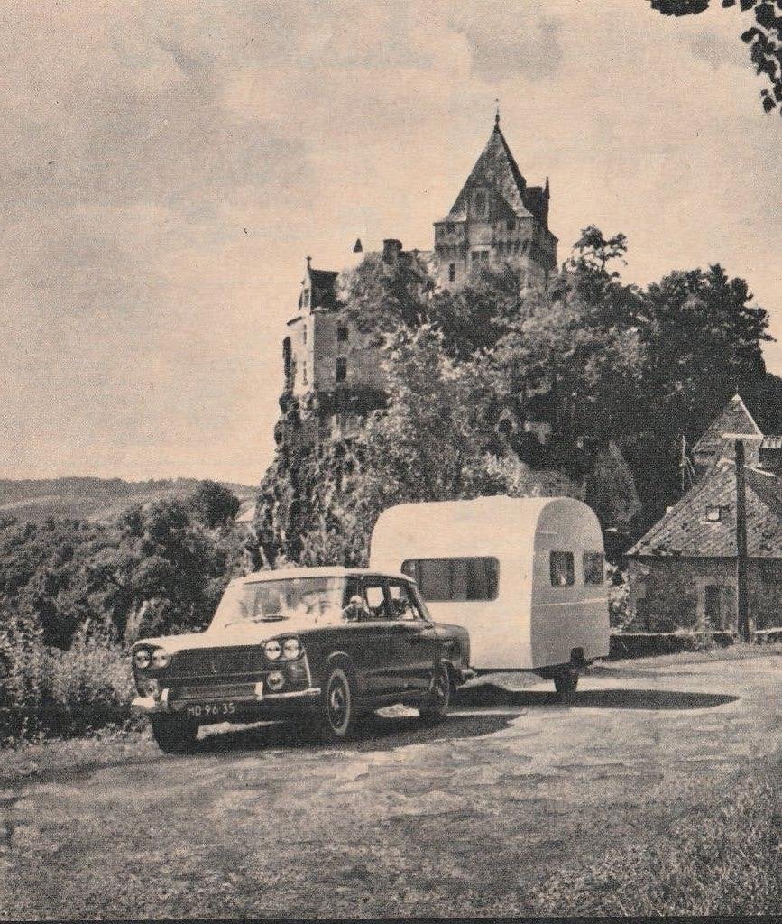 Retro reclame 1966 Kip caravans genietend met de auto, Verzamelen, Verzenden, Overige typen