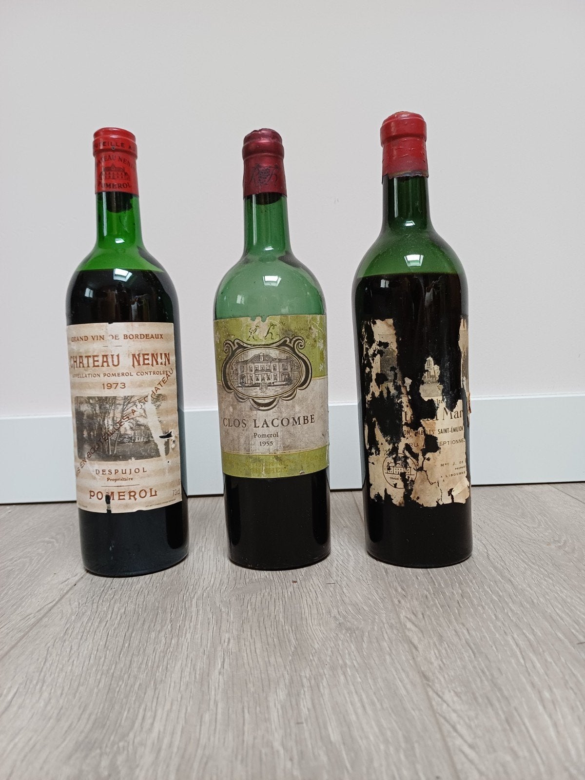 3x oude wijnen, Pomerol, Ophalen, Frankrijk, Rode wijn