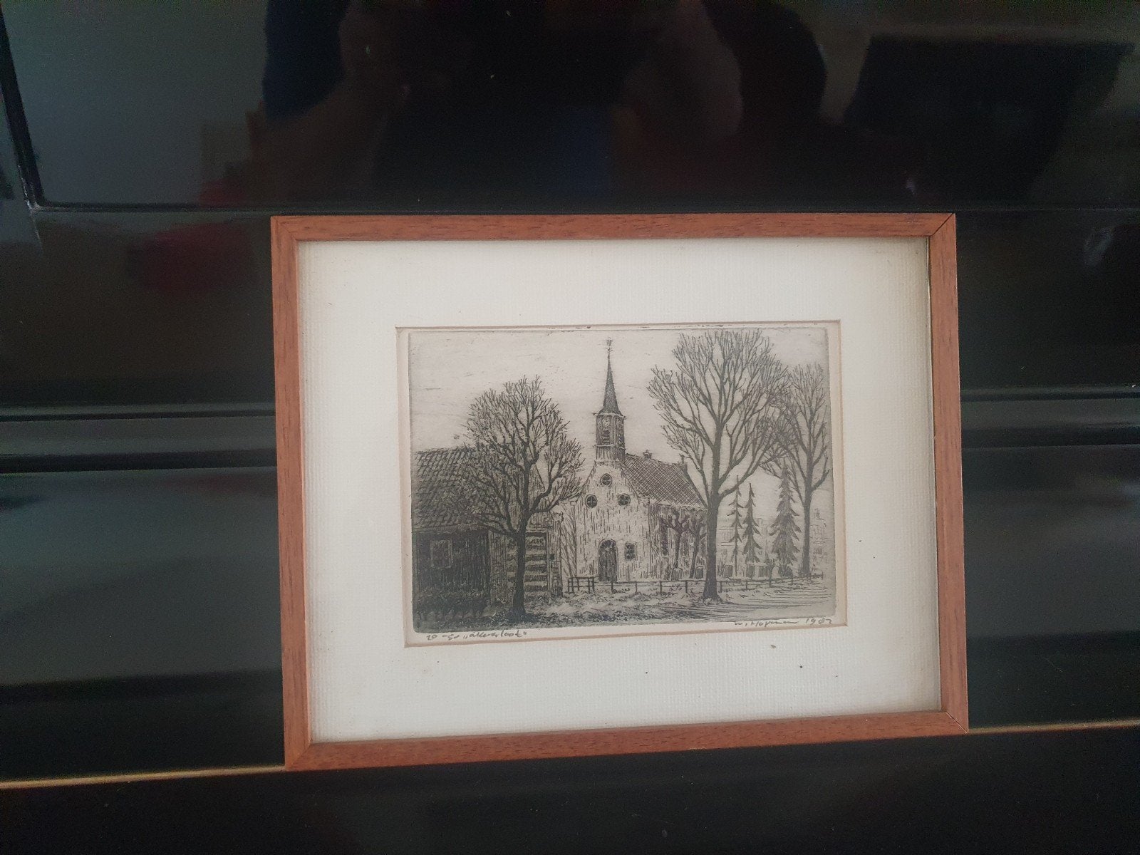 Willem Hopman. Akersloot witte  kerkje gesigneerd 20 / 50, Antiek en Kunst, Ophalen, Ets