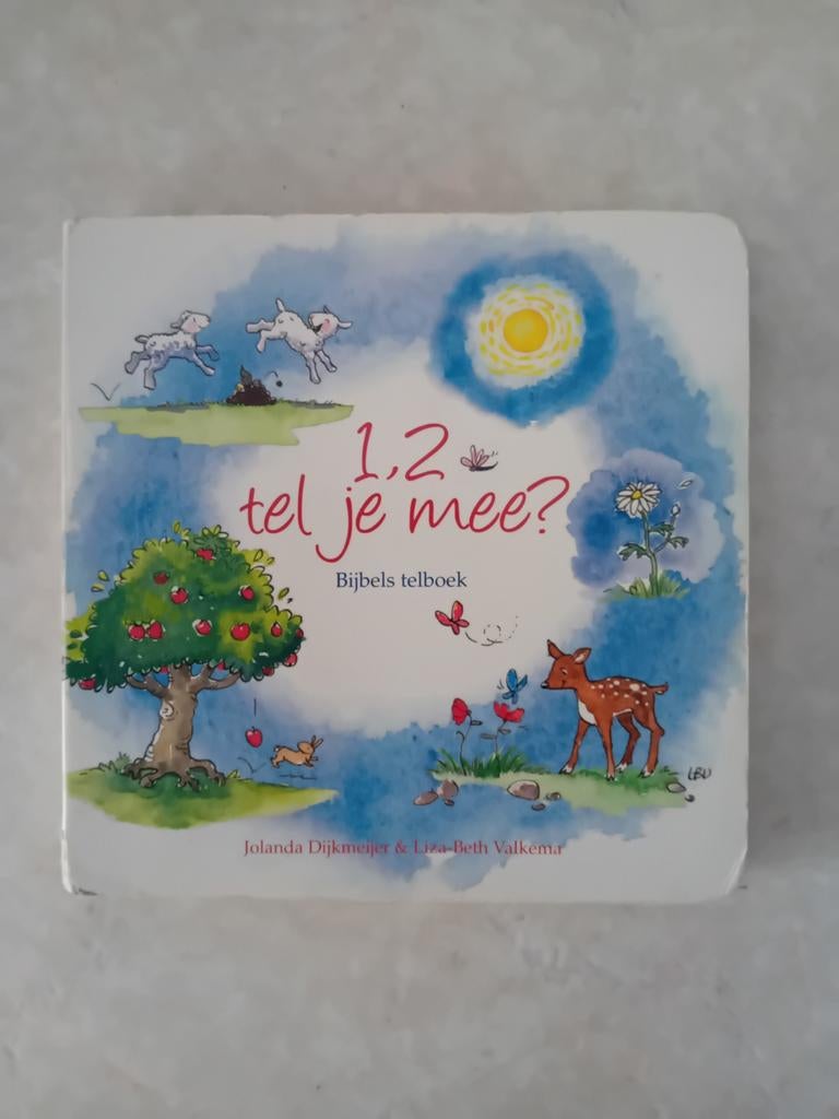 1,2 tel je mee? Bijbels telboek voor peuters, Ophalen of Verzenden, Zo goed als nieuw, 2 tot 3 jaar, Uitklap-, Voel- of Ontdekboek