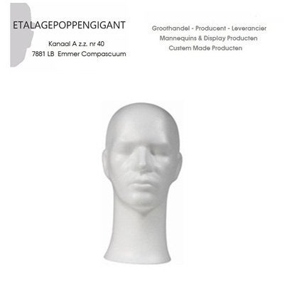 Presentatie Hoofd Model Phil - Piepschuim Nieuw EPG, Ophalen of Verzenden, Nieuw, One size fits all, ETALAGEPOPPENGIGANT.NL