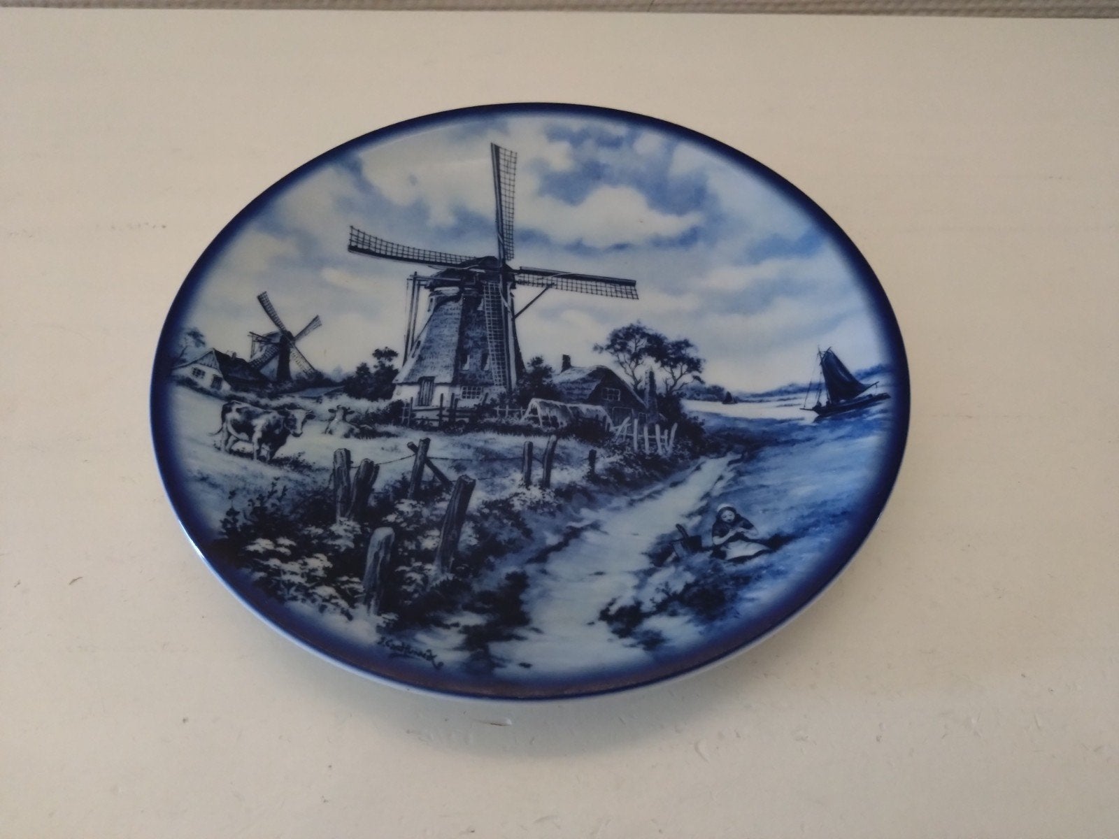 Prachtige wandbord van Royal Schwabap met molens., Antiek en Kunst, Ophalen of Verzenden