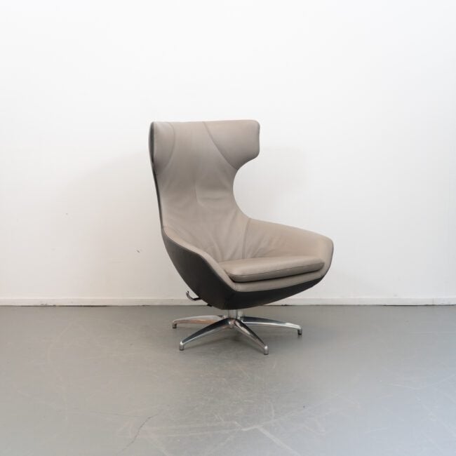 Leolux Caruzzo Plus Fauteuil Grijs/Lever Leer, Huis en Inrichting, Niet ingevuld, Zo goed als nieuw, Niet ingevuld, Niet ingevuld